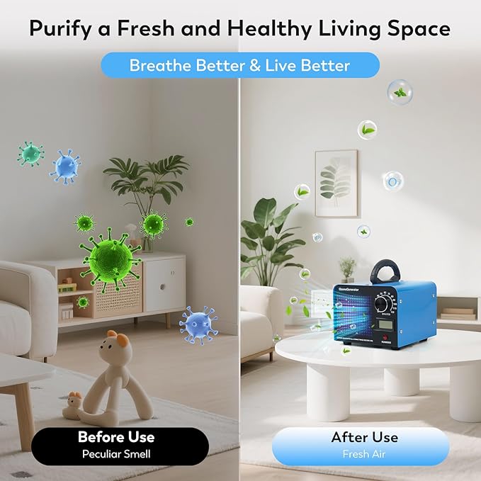 Ozone Machine Generator 128,000 Mg/H Ozone Odor Eliminator Odor Removal Air Purifier Ionizer for Rooms, Smoke