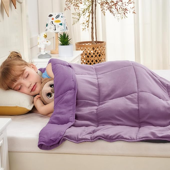 yescool Purple Weighted Blanket 5 Pounds Cooling Weighted Lap Blanket, Heavy Blanket for Sleeping, Weighted Throw Blanket Gifts for 40-60lbs, 36"x48"