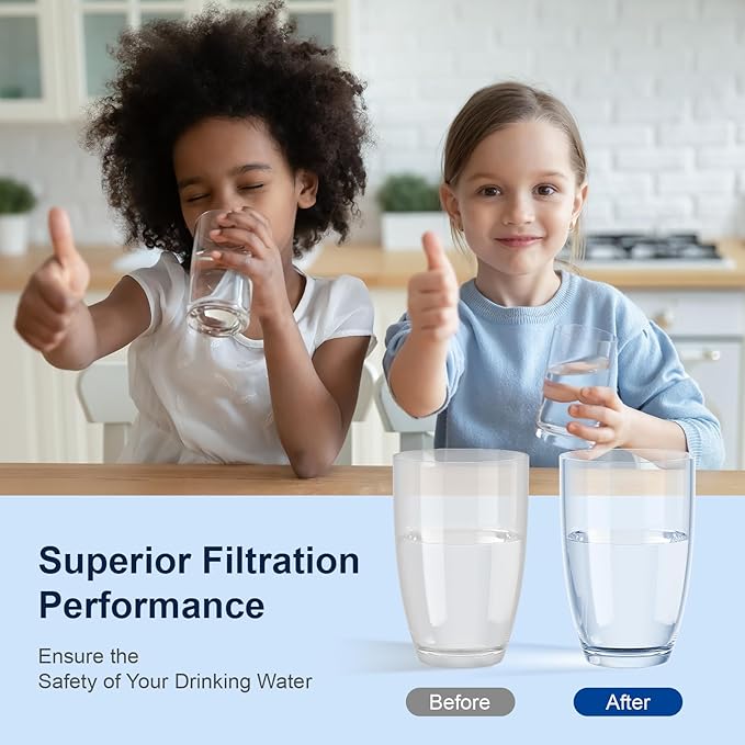 Purewell 8-Stage Fluoride Purification Elements, 7-Inch Pitcher Cartridge Compatible with Zero Pitcher, NSF/ANSI 42 & 372 Certified,41000-Gallon Long-Lasting, Reduces 99% Fluoride & Chlorine (4-Pack)