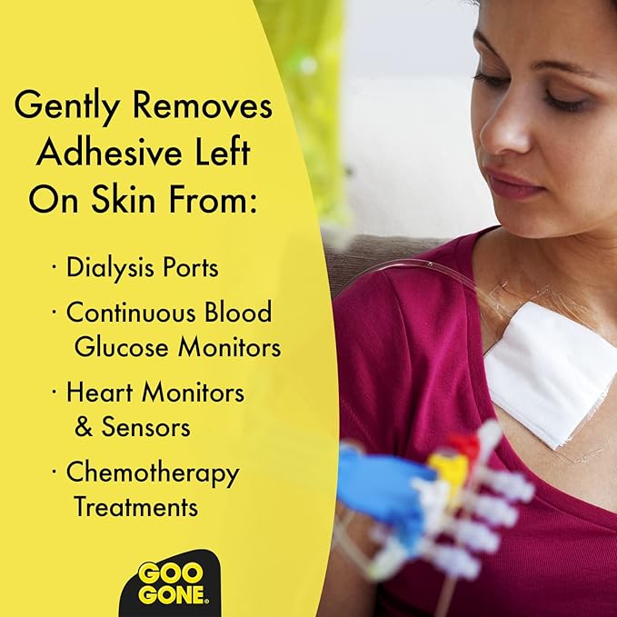 Goo Gone Skin Adhesive Remover - Safe and Pain Free Removal for Sticky Residue From Continuous Glucose Monitors, KT Tape, Medical Tape, Heart Rate Monitors, Insulin Pumps, 8 oz.