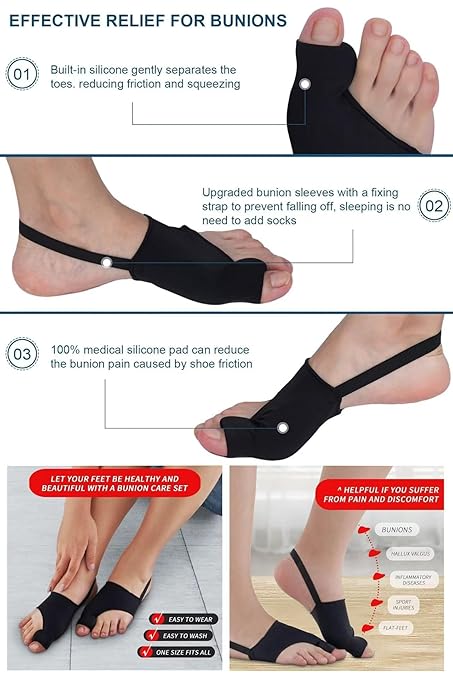 2PCS Bunion Corrector for Women & Men,Big Toe Separators-Bunion Splint-Bunion Pads-Hammer Toes Straightener-Toes Spacers Pain Relief, Comfortable & Breathable for Day/Night