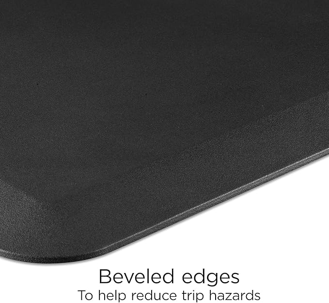 Union & Scale Flexfit Anti‑Fatigue Floor Mat, Cushioned Ergonomic Standing Mat, Non‑Slip Waterproof, 31.5" x 19.5", Black, 2‑Pack