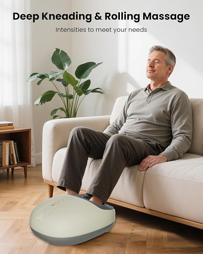 COMFIER Shiatsu Foot Massager with Heat,Compression, Kneading & Rolling, Electric Feet Massager for Plantar Fasciitis, Foot Warmer Size Up to 15", Gift for Men Women