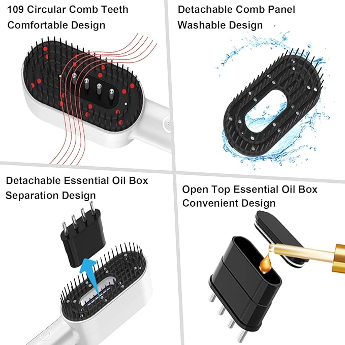 Laser Therapy Hair Growth Comb, Red Light Hair Brush, Red Light Therapy for Hair Growth, Electric Scalp Massager for Comb Men & Women