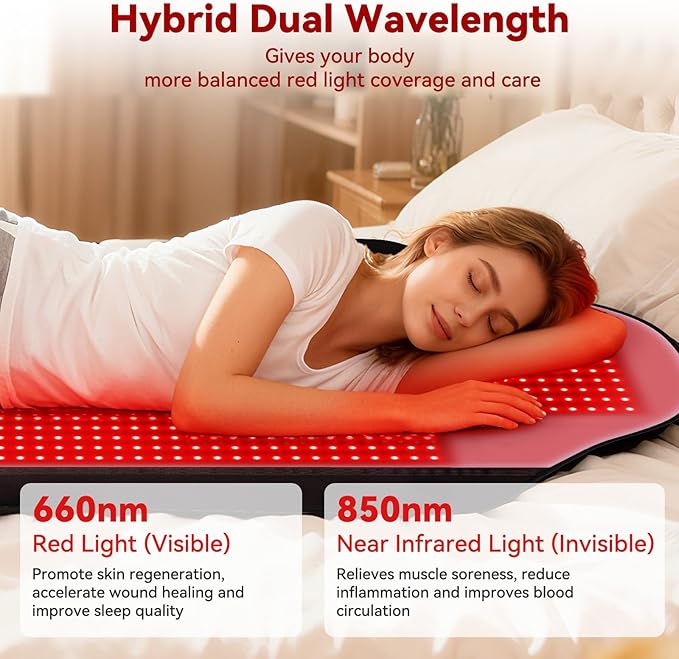 Red Light Therapy Mat for Full Body, 74"*35" Largest Infrared Red Light Therapy Mat with 1444 LEDs, Upgraded Medical-Grade TPU, Dual Wavelength Infrared Blanket for Back Waist Belly Knee Joint Muscle