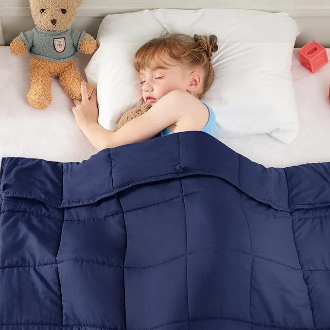 yescool Navy Weighted Blanket 3 Pounds Cooling Weighted Lap Blanket, Heavy Blanket for Sleeping, Weighted Throw Blanket Gifts for 20-40lbs, 36"x48"