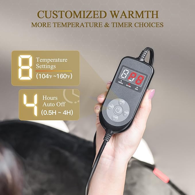 Extra Hot Heating Pad: 2X Graphene Max 160℉ Electric Heating Pad for Back Neck Shoulders Leg - Fast Deep Relief for Men Father Husband in Winter - 4H Auto Off 12" x 24"