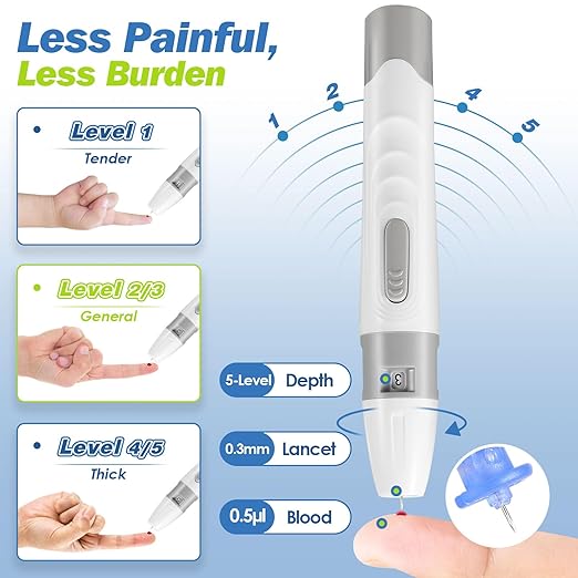 Glucoracy G-425-2 Blood Glucose Monitoring System,Blood Sugar Test Kit with Lancing Device, 50 Test Strips and 50 Lancets for Diabetes, Home Testing Kit