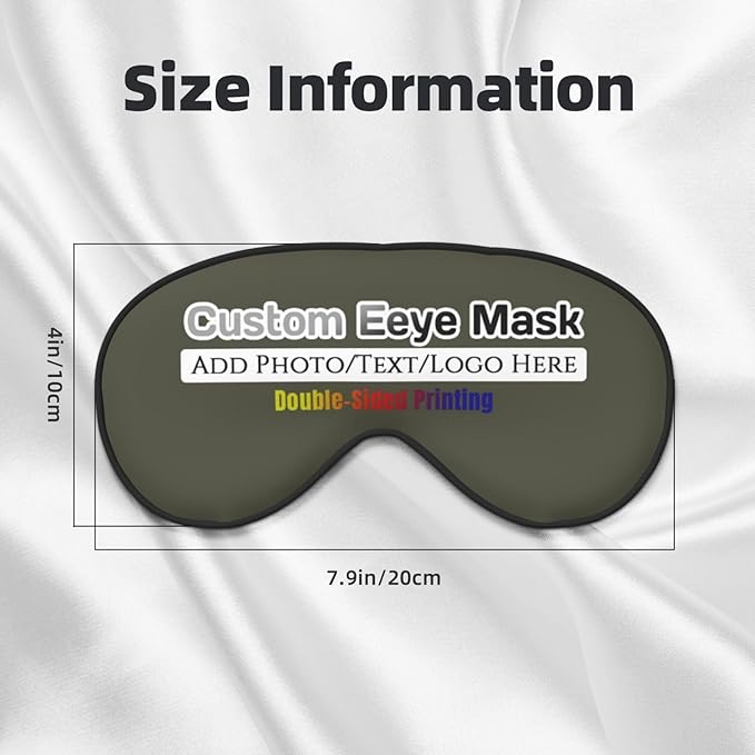 Personalized Eye Masks,Customized Sleep Blindfold Eye Mask,Custom Blackout Eye Cover with Adjustable Strap for Travel and Nap Military Green