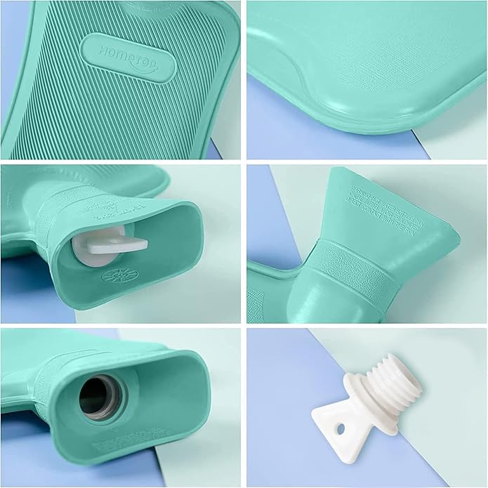 HomeTop Premium Classic Rubber Hot or Cold Water Bottle with Soft Fleece Cover