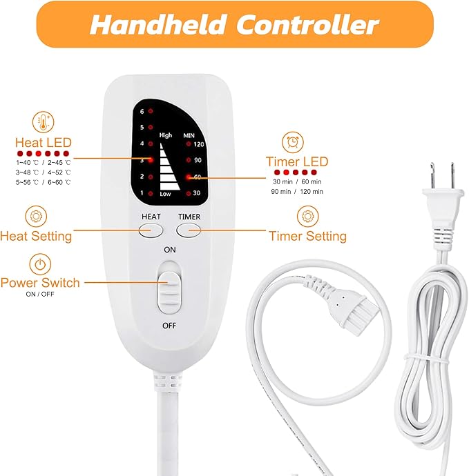Electric Heating pad for Back Neck Shoulder Knee Arms Legs- Electric Heat Pads with 6 Heat Settings & Auto Shut Off &Dry/Moist Heat Heating Pad for Birthday Mother Father Girl Men Women