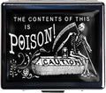 7 Days Chromed Shiny Silver Pill Organizer with Mirror Inside Has 8 Separate Compartments Rectangle Cute Travel Pill Organizer for Purse 7 Days (Black Scythe)