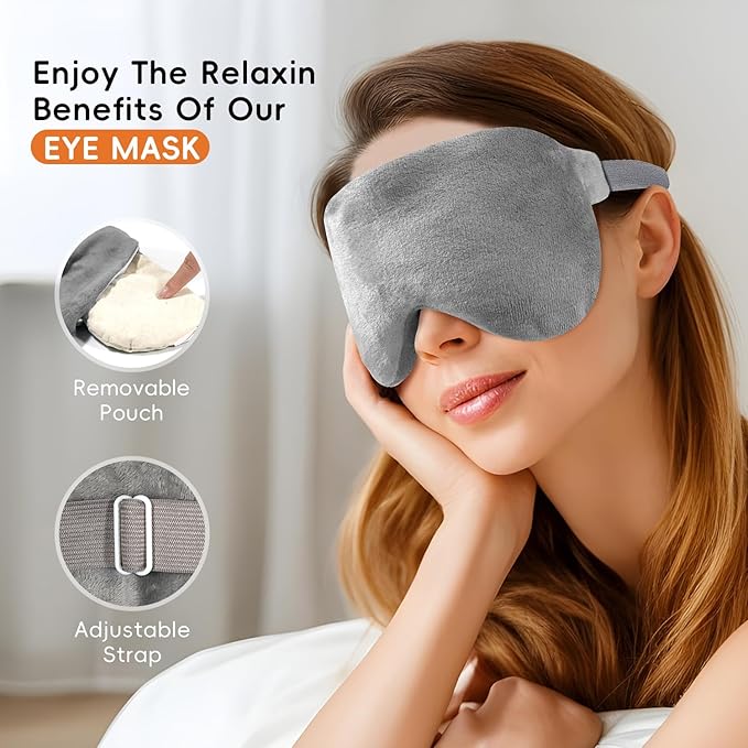 Microwave Heating Pad for Neck Shoulders Back Pain Relief 26.6X5.3'' Long with Microwavable Heated Mask for Dry Eyes Warm Compress Neck Wrap for Stress Relief Gift for Women Men Girls