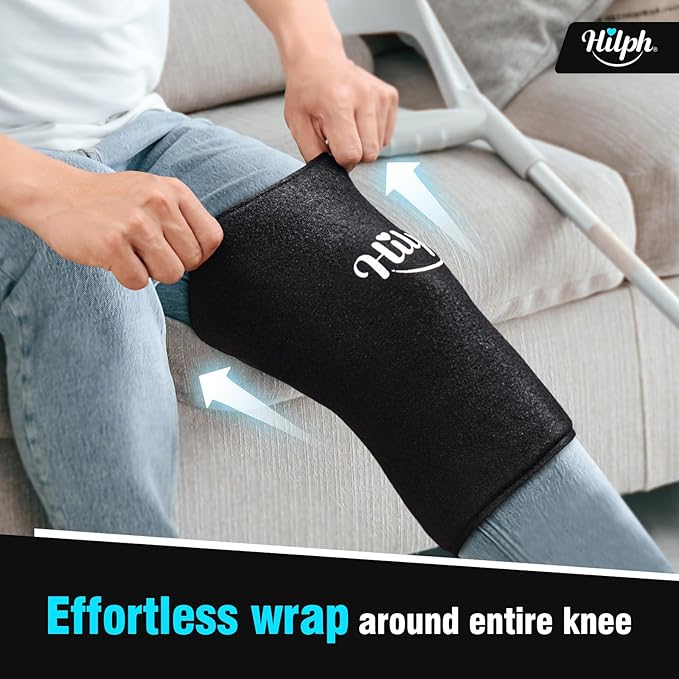 Hilph Knee Ice Pack Wrap Compression Sleeve for Pain Relief with Extra Strap, Flexible Thickened Gel Knee Ice Sleeve for Replacement Surgery, Sports Injuries, Elbow Pain, Meniscus Tear, ACL, MCL