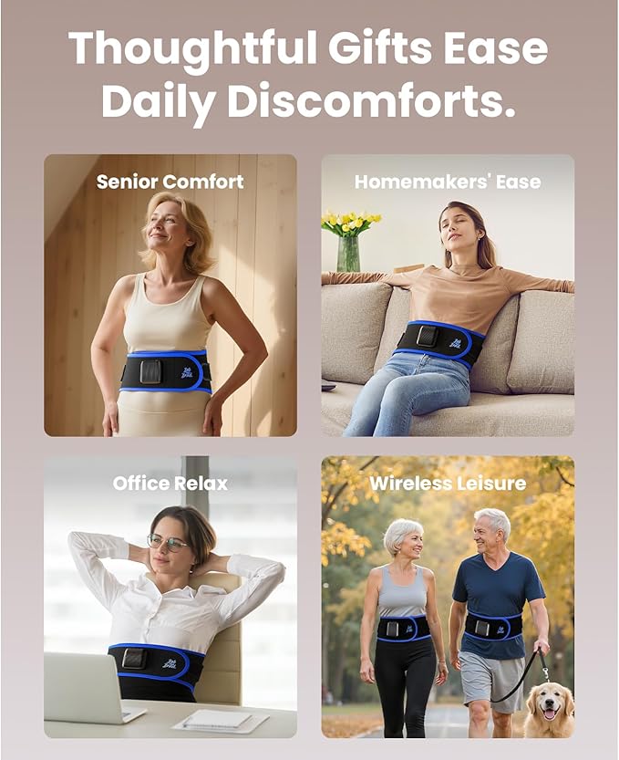 BOB AND BRAD ThermoRed Heating Pad Belt Massager for Lower Back Support, FSA Cordless Wearable Near Infrared Heat & Red Light Lumbar Back Wrap with Adjustable Vibration HSA Eligible, Gift for Family