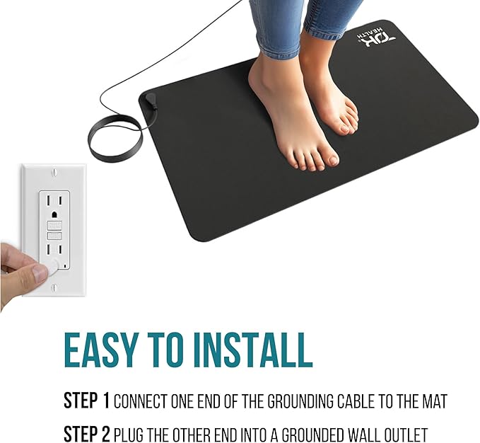 Grounding Mat for Feet - Earthing Pad Kit Earth Ground Therapy for Improved Sleep Better Sleeping Reduced Pain - Earth Grounded Mouse Pads Health Wellness Mats for Bed Desk Chair Yoga