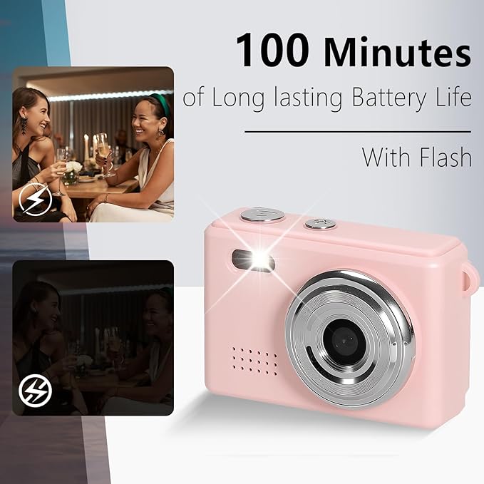 Mini Keychain Camera, FHD 1080p Mini Digital Camera with 32GB SD Card, Flash, 6 Creative Filters, 0.96" HD Display, 100 Mins Battery Life for Travel Recording Birthday Gifts (Modern, Pink1)