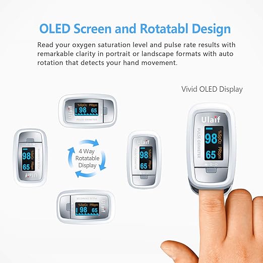 Pulse oximeter fingertip with Plethysmograph， Portable Blood Oxygen Saturation Monitor for Heart Rate, Sensor SpO2 for Sports and Aviation，O2 Monitor Finger for Oxygen