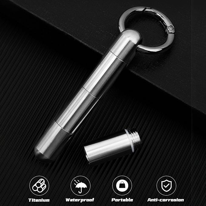 Multilayer Portable Pill Case Waterproof Equipment Storage Tank Titanium Alloy Medicine Bottle Emergency Outdoor First Aid Box Supplies, Single Extension Section