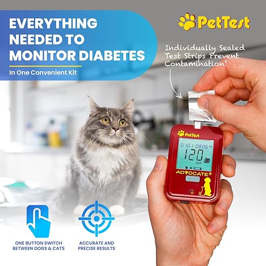 PetTest Expert Glucose Monitoring Kit for Dogs & Cats, Diabetic Pet Blood Sugar Check Gear, Includes Classic Meter, 25 Test Strips, Lancing Device, 25 Lancets, Soft Carrying Case, and More