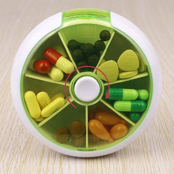 Weekly Round Pill Box - Round Weekly Pill Storage Box, Weekly Pill Organizer, Fruit-Shaped Design Storage Supplies for, Candy, Pills, and Other Items