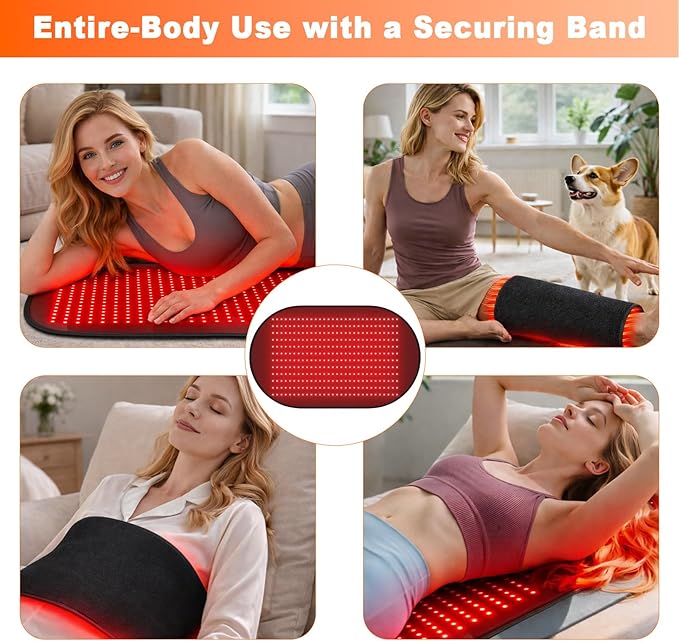 Red Light Therapy Mat for Body, 660nm & 850nm Red Light with 360 LEDs, 3 Modes & 5 Brightness Levels, Flexible Full Body Light Mat for Home, Office & Post-Workout Relaxation