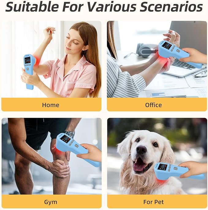 Red Light Therapy Device for Body, 4x808nm+16x650nm Handheld Red Light Therapy for Back, Knee Use, Near Infrared Light Therapy for Muscle Joint Pain Relief, Cold Light Therapy Machine for Humans Pets