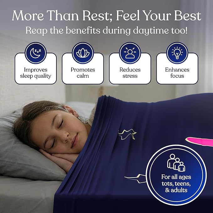 Deep Pressure Sensory Bed Sheet – Full Sensory Compression Sheet Breathable Sleep Pod Blanket for Better Sleep Support – Calming Compression Blankets for Kids and Adults Rocketship Design