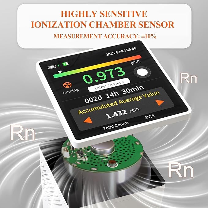 Radon Detector for Home Radon Testing | 20 Year Sensor Life | Large Sensitive Sensor