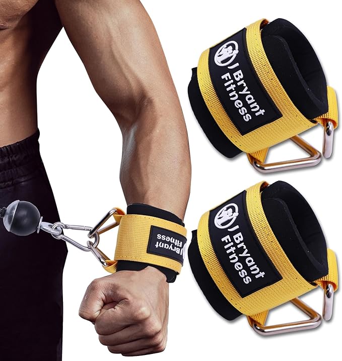J Bryant Fitness Wrist Cuffs for Cable Machines – Heavy Duty Adjustable Wrist Straps with 7mm Neoprene Padding for Strength Training, Pull Exercises, and Forearm Support