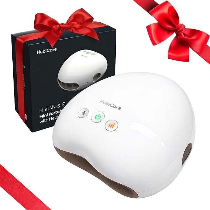 HuBDIC HubiCare Portable Hand Massager with Individual Finger Massage, Cordless Heat & Compression for Finger Numbness & Arthritis Relief, Compact Travel & Gift Design for Love Ones
