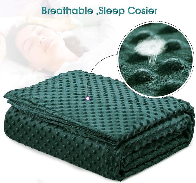 Acdyion Weighted Blankets Removable Duvet Cover for Adults Twin Size (48"x72"),Heavy Blanket Duvet Cover with Soft and Comfort Minky with 12 Ties,Machine Washable Soft Weighted Blanket Cover (Green)