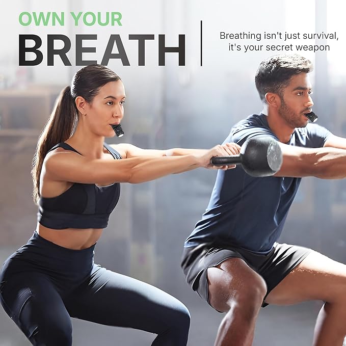 Portable Compact Lung Trainer Exercise Device with High Grade Silicone, Breathing Exercise Device for Lungs, Portable Muscle Trainer, Easy to Clean, Neck Strap Included, (Green-1)