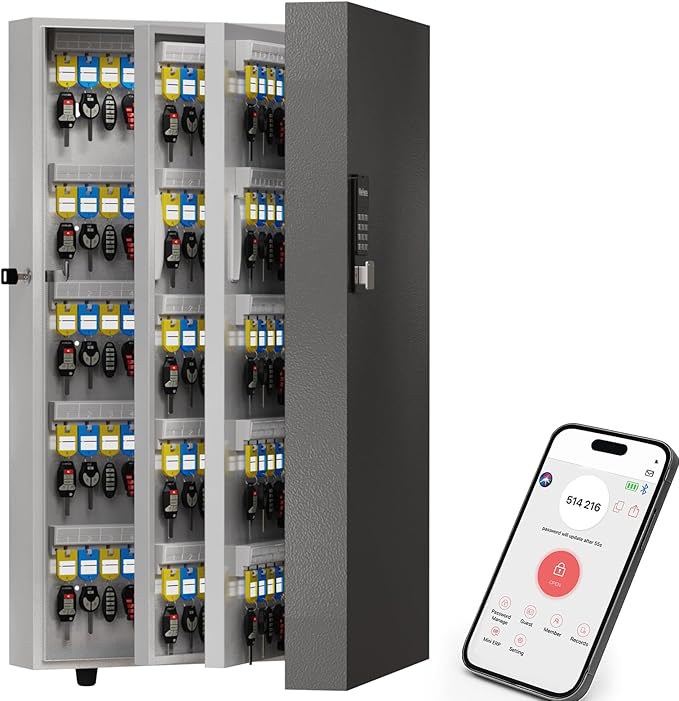 360-Key Smart Key Lock Box Wall Mount – Commercial Key Cabinet with App, Keypad, Bluetooth & WiFi Unlock (Sold Separately), Access Log Tracking, Key Management System for School, Office