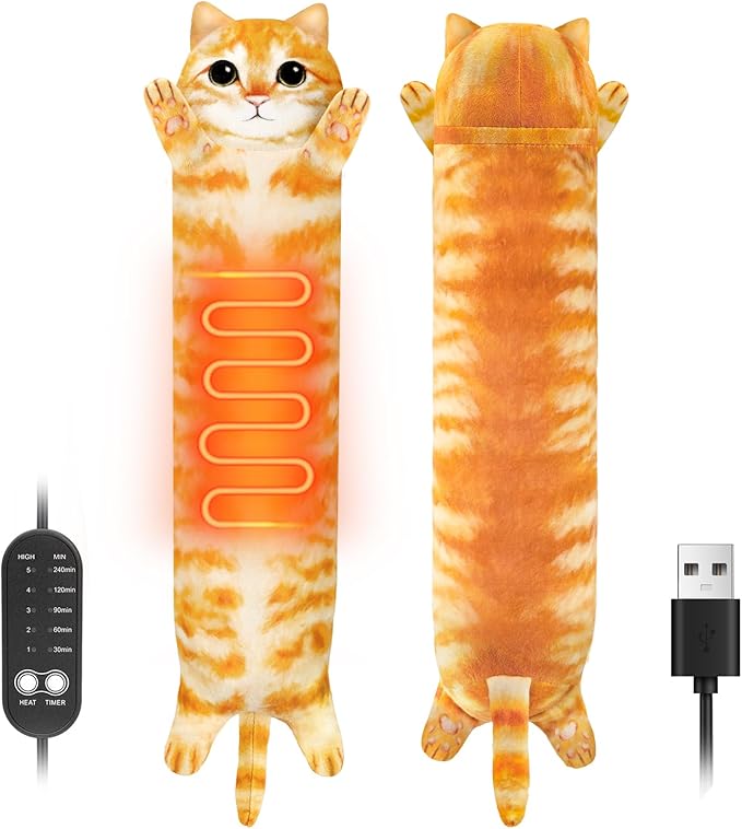 Cat Heating Pad for Period Cramps Menstrual Pain Relief, Portable Electric Heat Pads USB Powered, Cute Stuff Stuffed Animals Funny Gifts for Women Teen Girls s Cat Lovers Birthday Easter Christmas