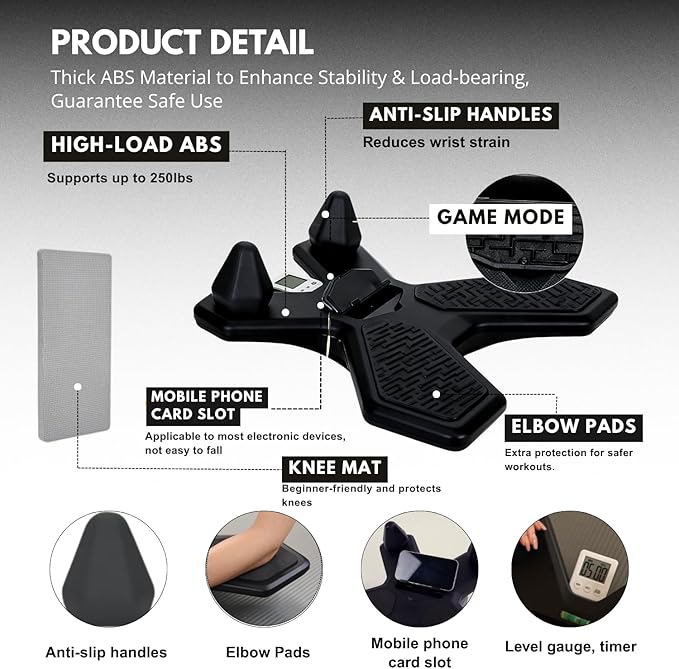 Plank Board,Wobble Balance Board for Core Workout,Push Up Board With Smart Phone Holder,Portable Pushup Board Training Equipment, Gym Accessories for Men & Women