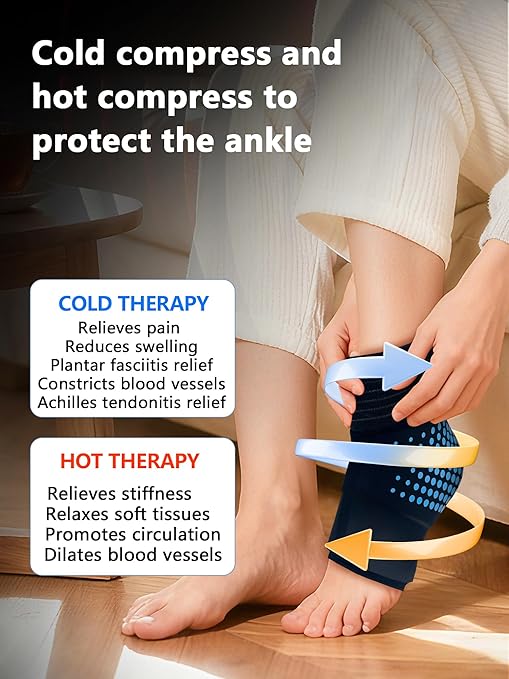 Ankle Ice Pack Wrap for Swelling & Sprains, Reusable Gel Cold Therapy Foot Compress for Achilles Tendonitis, Plantar Fasciitis, Post-Surgery Recovery - Flexible Ergonomic Fit