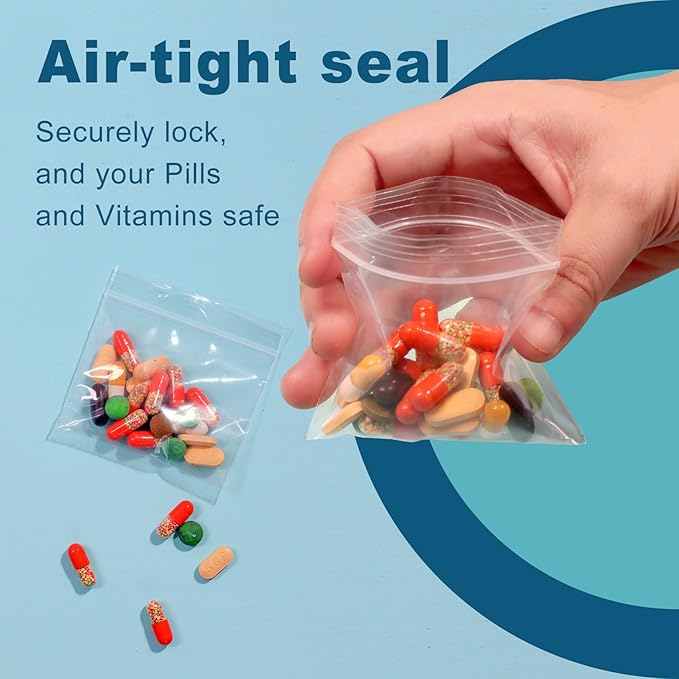 200 Packs Pill Bags 6 mil Sturdy 3x2.75 inch Pill Pouches BPA Free Handy Clear Pill Bags for Travel, Small Plastic Bags for Pill Organizer, Jewelry and Small Craft Pieces