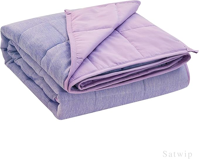 Satwip Purple Weighted Blanket 10 lb, Cooling Weighted Blanket for Hot Sleepers, Cool Moire Jersey with Soft Breathable Sanded, 48 x 72 inches 10 Pounds, Purple