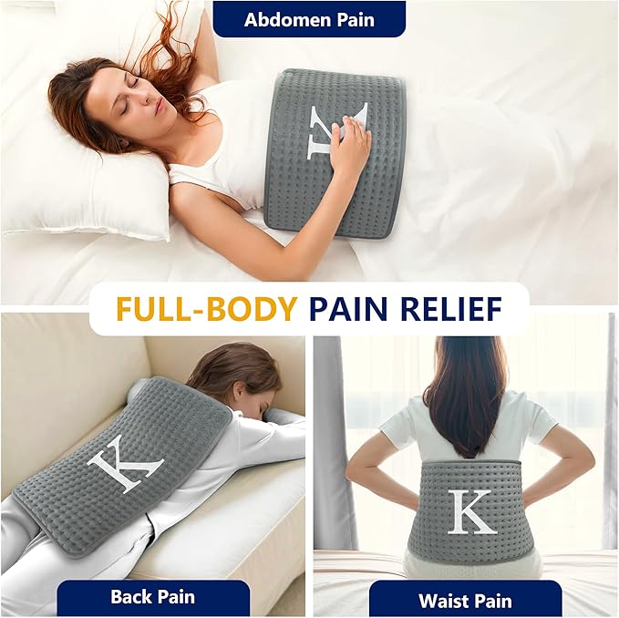 Heating Pad for Back & Period Cramps, 12"x24" Large Electric Heat Pads for Neck/Shoulder Muscle Pain Relief, 9 Heating & 4 Timer Setting Auto Shut Off Dry/Moist Heated Blanket, Birthday Christmas Gift