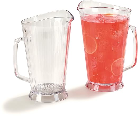 Carlisle FoodService Products Crystalite Tall Pitcher Rounded Pitcher for Restaurants, Catering, Kitchens, Plastic, 60 Ounces, Clear, (Pack of 6)