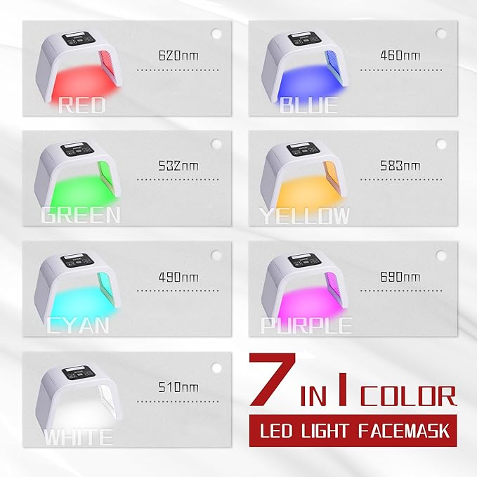Red Light Therapy for Face,Led Face Mask Light Therapy,7 Color LED Therapy Light Facial Skin Care Mask,LED light therapy mask