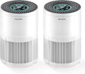 2 Pack Air Purifiers for Home Bedroom, Air Purifier with PM 2.5 Air Quality Monitor, H13 True HEPA Air Filter Cleaner with 5 mode Light, Sleep Mode, Timer, Fragrance Sponge for Smoke, Odor, Dander