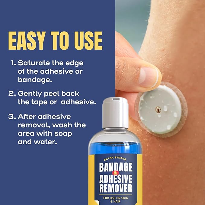 Sting-Free Adhesive Remover - 8oz Gentle & Pain-Free Bandage & Strong Adhesive Remover - Ideal for Sensitive Skin, Sports Tape, Dialysis Ports, Continuous Blood Glucose Monitoring & Colostomy Bag Care