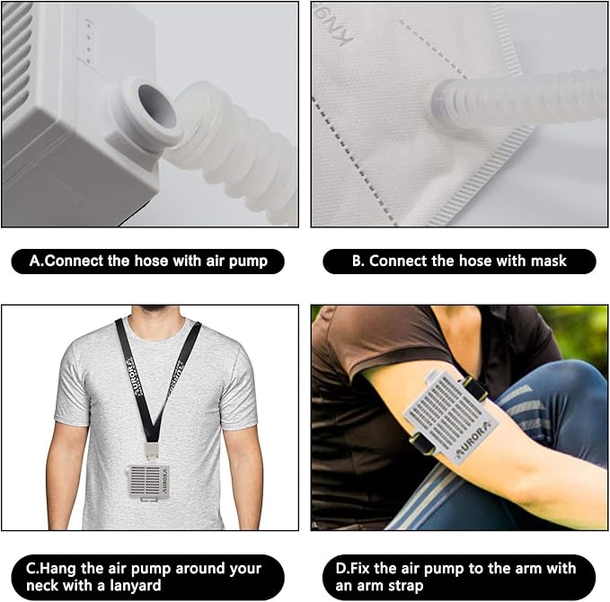 KENGEE Reusable Electrical Air Purifying Respirator, Rechargeable 3 Speeds Fan Modes Air Purifier with HEPA Filter for Outdoor Sports Housework