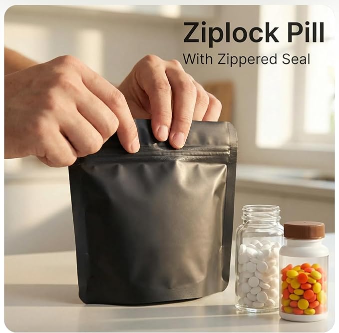 Reusable Pet Pill Pouches for Light Medicine,- 200pcs Capacitywith Zippered Seal, Zippered Medicine Bags with Fun Labels,Waterproof for Medications, Vitamins, Treats (White Dog)