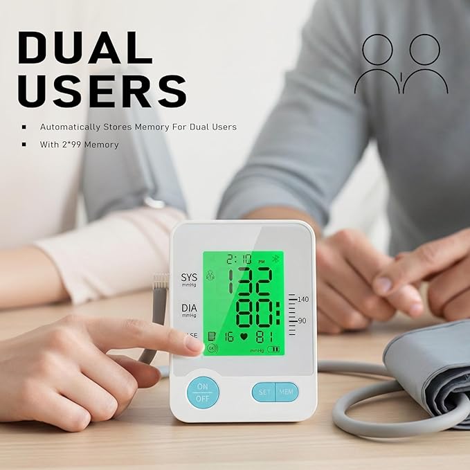Blood Pressure Monitor: PickTalk Upper Arm Blood Pressure Monitors for Home Use - Adjustable Blood Pressure Cuff 9-17 in - Bluetooth Enabled-Large Backlit Display - Stores 2x99 Readings