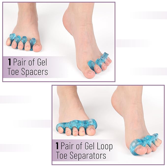 DR. JK- ToePal Gel Toe Separator, 2 Pairs, Toe Spacers, Toe Straightener, Hammer Toe Straightener, Toe Spreader, Toe Stretcher, Toe Corrector for Women and Men, Bunion Corrector, Mother's Day Gift