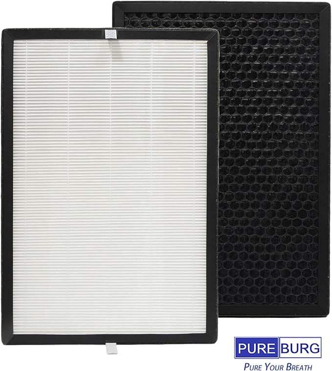 PUREBURG Replacement Filter Compatible with newpad KJ-460 Air Purifier, 2-Pack H13 HEPA Activated Carbon 2-in-1 3-Stage Filtration