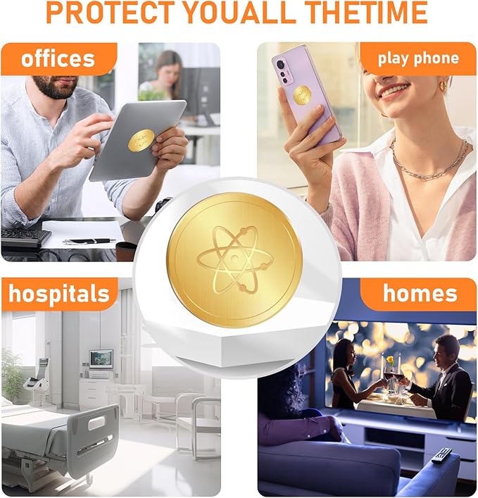 6 Pcs Cell Phone Protection Stickers, Phone Sticker from All Phones/Tablets/Laptops/Computer/WiF-All Devices-Gold